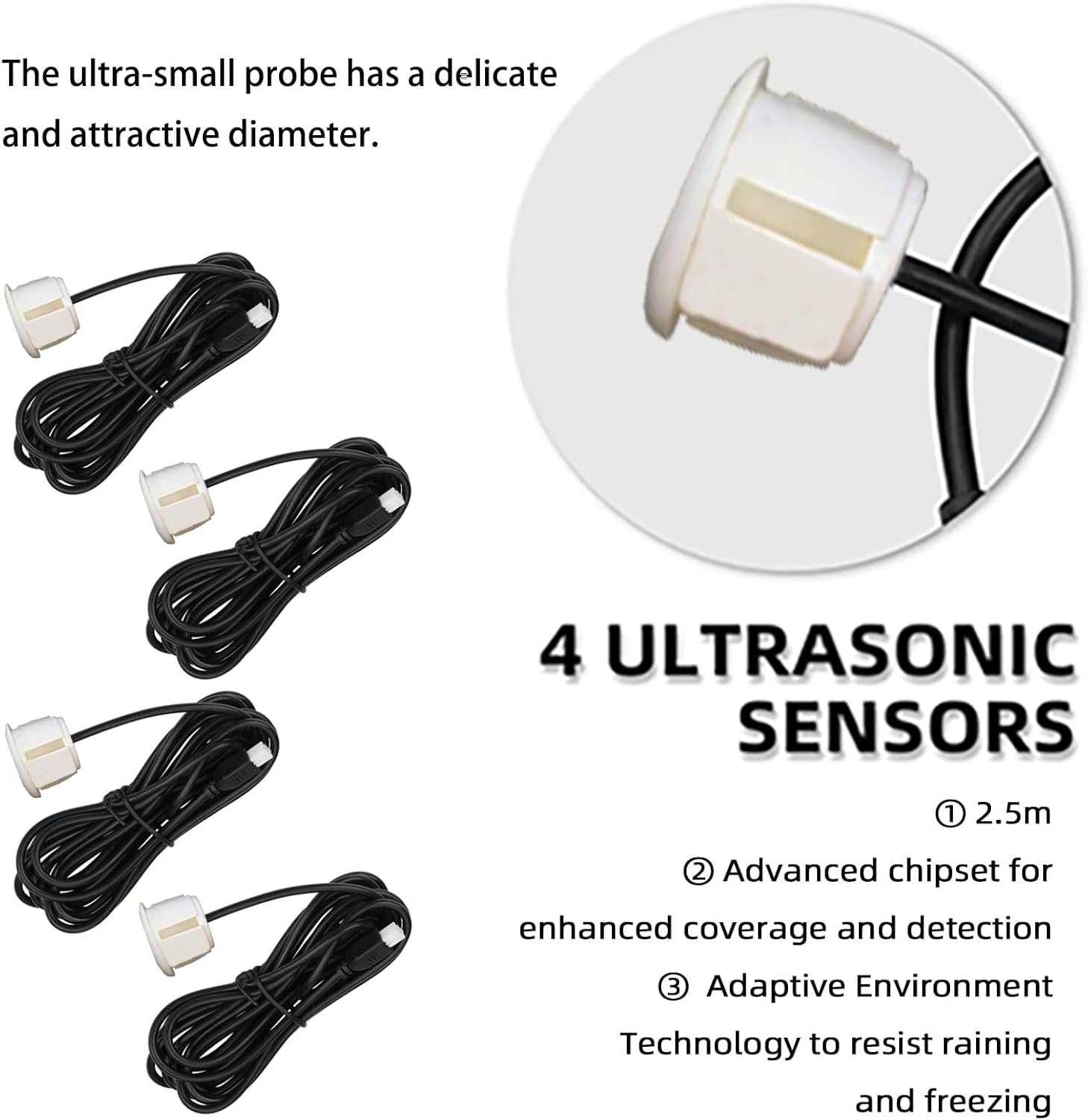 LCD Parking Sensor Kit - Displays Data on Original Screen, Easy Rear Installation, Compatible with All Camera Formats (AHD, CVBS), 18 Probe Colors to Match Any Vehicle