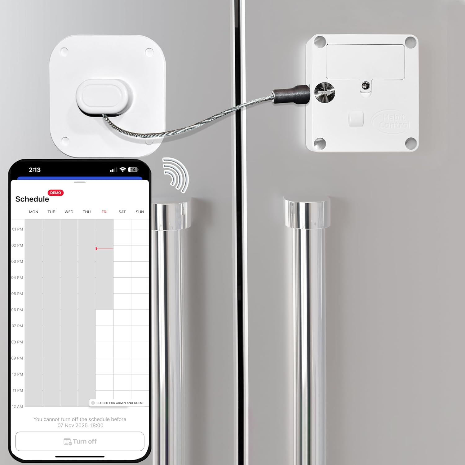 Bluetooth Lock for Fridge & Cabinets - Timed Lock Box to Reduce Access to Snacks, Food & Liquor - Smart App with Simple, Timer & Schedule Modes - Supports Focus & Healthy Habits