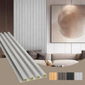 OUZUGIE WPC Acoustic Slat Wall Paneling, 8-Pack 114 x 6 Inches 3D Wall Panels for Interior Wall Decor,Living Room,TV Background,Study Room,Office Spaces,Bedroom,High Grille (Grey)