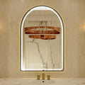 22x32 Arched Black LED Mirror for Bathroom with Frontlit & Backlit, Arch Wall Mounted Mirror for Bathroom with Anti-Fog, Dimmable Adjustable, 3 Colors, Black Framed Smart LED Light Up Mirrors