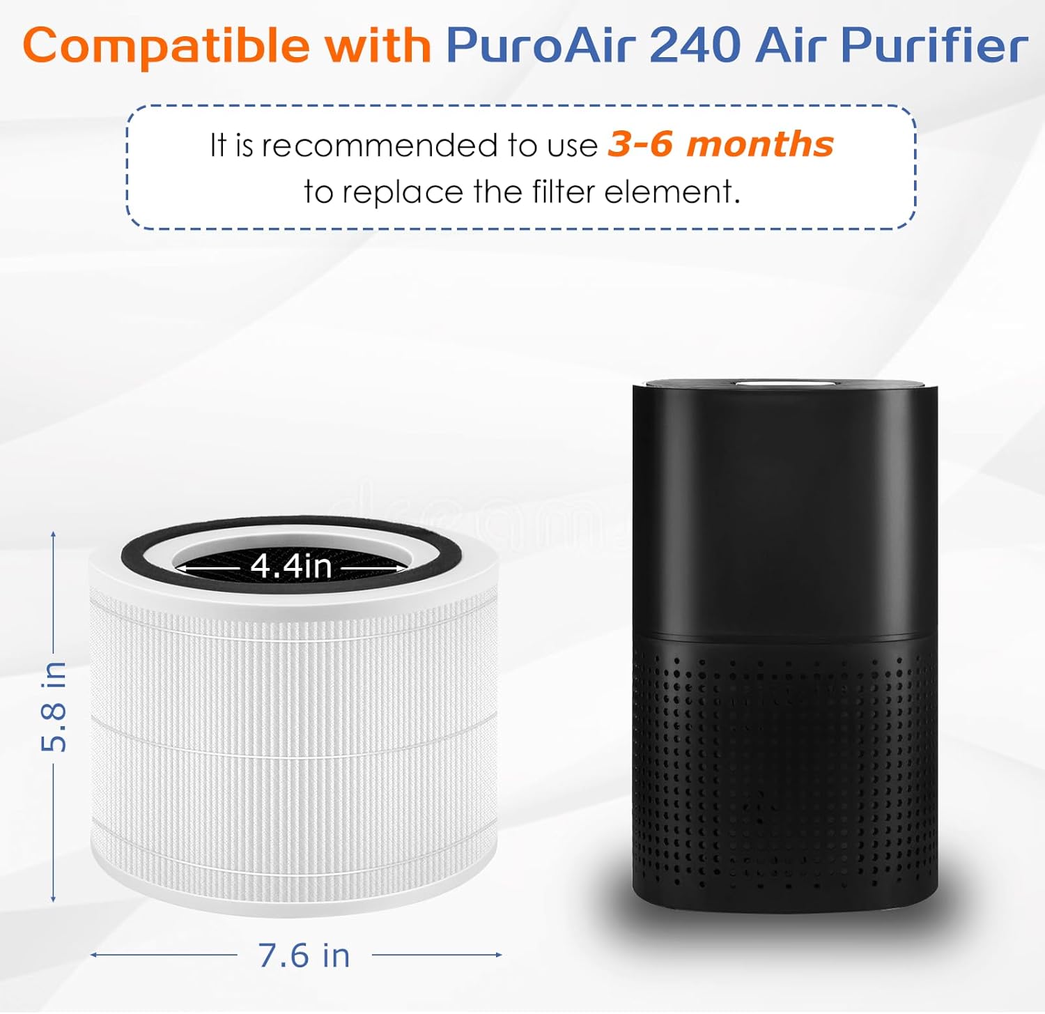 240 True HEPA Replacement Filter 14 for Puro 240 Air Purifier,3-in-1 High-Efficiency HP-14 with Activated Carbon Filter,2 Pack,White