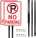 Faittoo Large No Parking Sign with 54" Metal Thick Stake, 2 Pack 14"x10" Rust Free Heavy Aluminum, Reflective, Fade Resistant, Easy to Mount, Outdoor Use