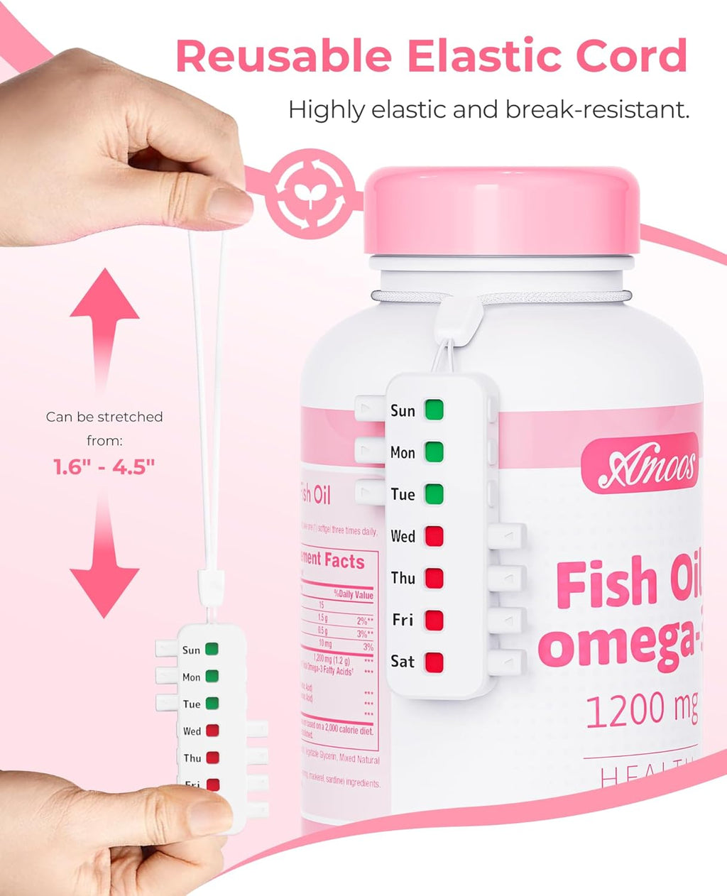 Pill Reminder for Easy Tracking Without Refills, Reusable Pill Tracker for Vairous Bottles, Arthritis-Friendly & Anti-Slide Medication Tracker, Compact Medicine Reminder for Pet Meds, White, 2-Pack