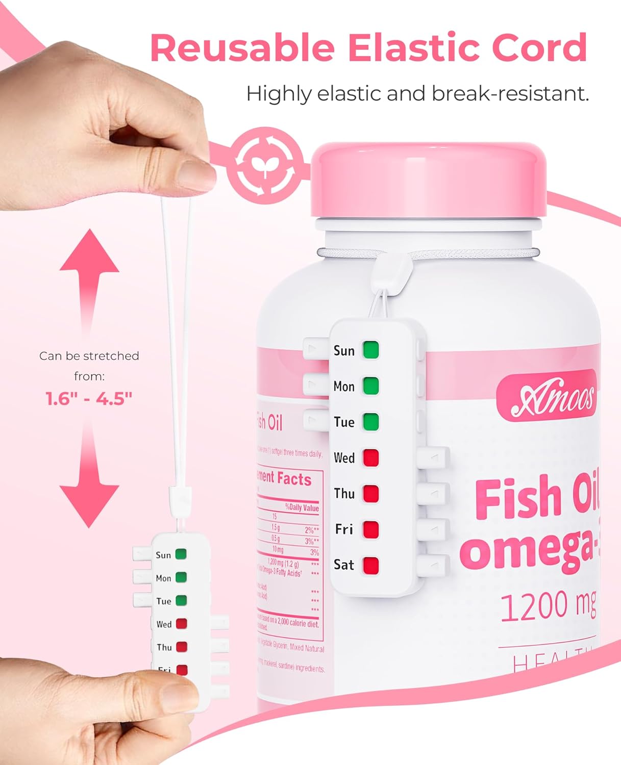 Pill Reminder for Easy Tracking Without Refills, Reusable Pill Tracker for Vairous Bottles, Arthritis-Friendly & Anti-Slide Medication Tracker, Compact Medicine Reminder for Pet Meds, White, 2-Pack