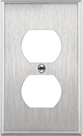 ENERLITES Duplex Receptacle Metal Wall Plate, Stainless Steel Outlet Cover, Corrosion Resistant, Size 1-Gang 4.50" x 2.76", UL Listed, 7721, 430, Silver
