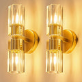 Modern Gold Wall Sconces Set of Two Bedroom Crystal Wall Sconces Indoor Sconces Wall Lighting Living Room Sconces with K9 Crystal Lampshade for Bathroom Hallway Entryway Stairway
