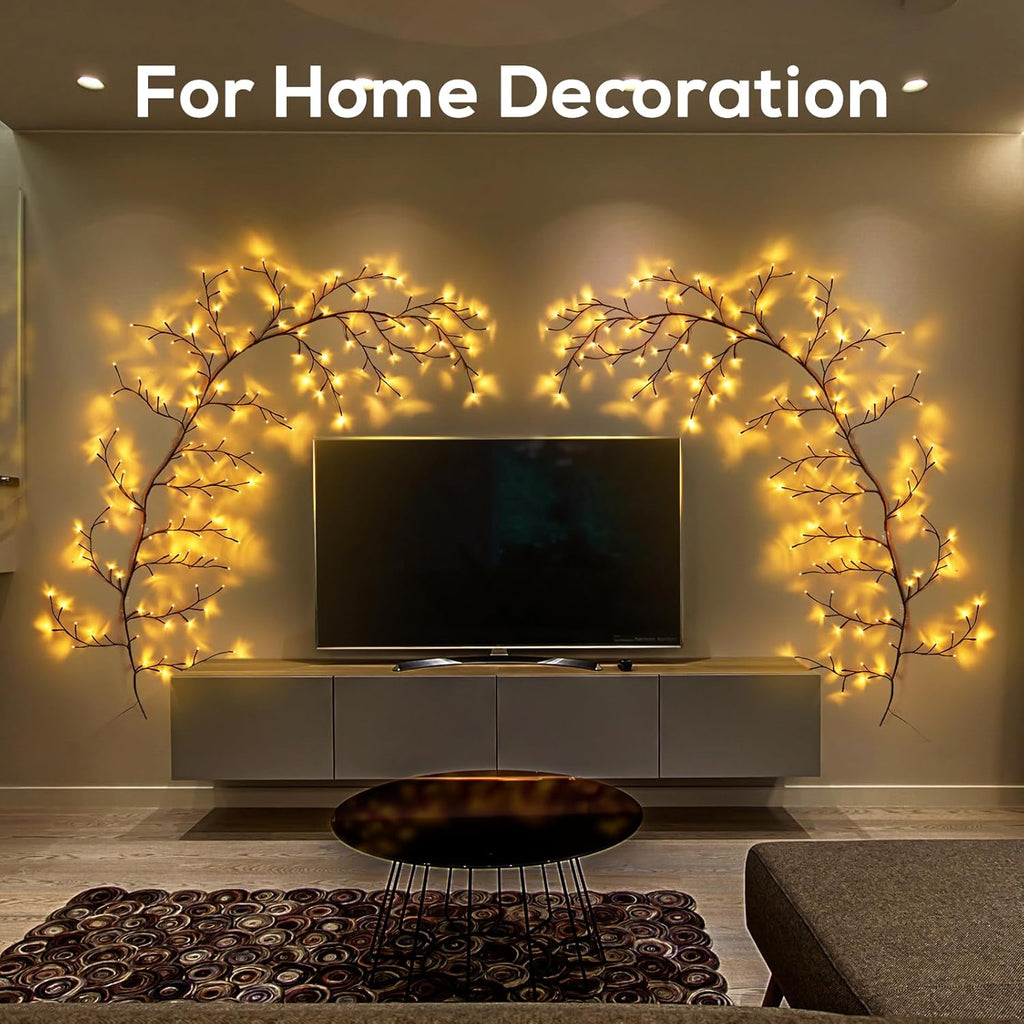 Enchanted Willow Vine Lights for Home Decor with 160LEDs, 8.2FT Wall Decoration Light with 8 Remote Control Modes (Brown)(1PCS)