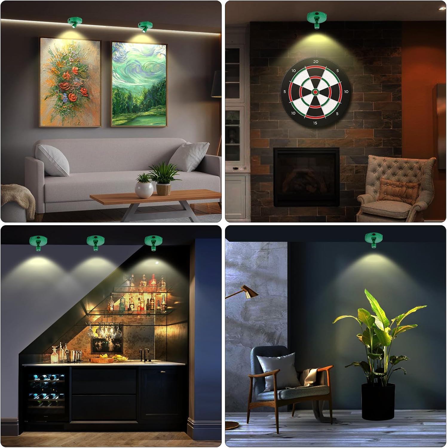 LED Spotlight Battery Powered, Wireless Picture Light, Accent Spot Light for Indoor Plant Tree, Display Puck Lights with Remote, Stick on Uplighting for Photo Painting Dartboard Wall Decor Artwork