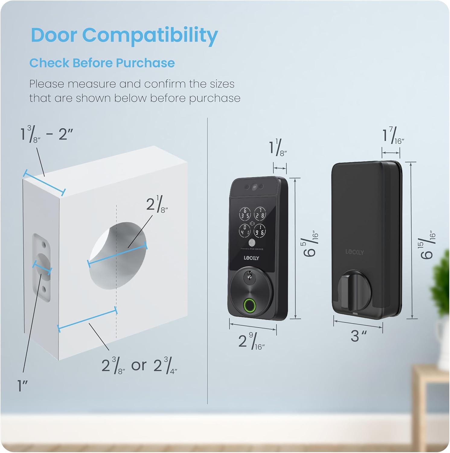 Lockly Visage Zeno Series Smart Lock, Facial Recognition & Fingerprint Keyless Entry Door Lock, Built-in Wi-Fi Deadbolt with Apple Home Key, PIN Genie Keypad, App Remote Control, Easy Installation