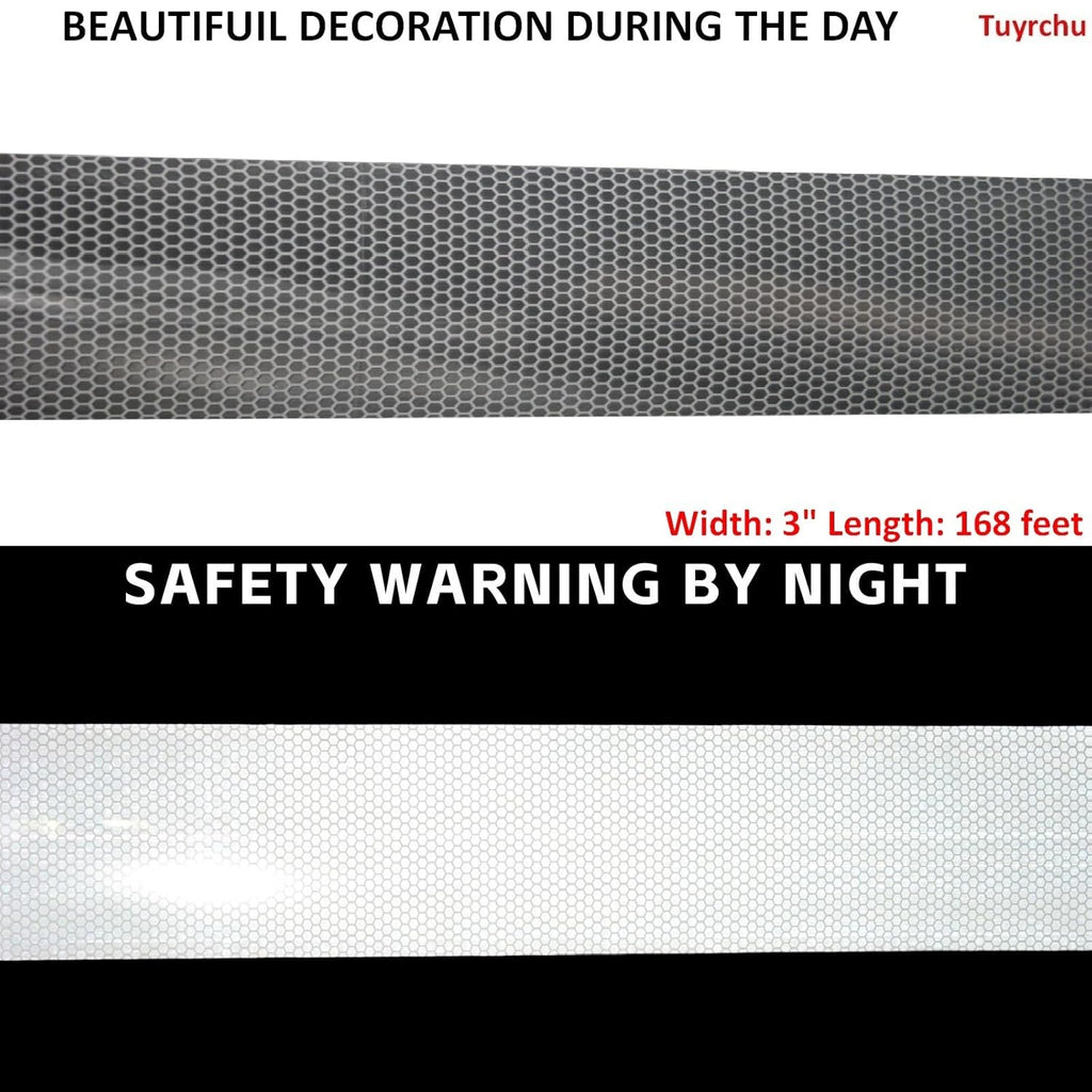 Non Fading Reflective Tape Silver Outdoor Waterproof 3 inch Wide, High Visibility Warning Industrial Marking Tape, Safety Stickers (168 feet)