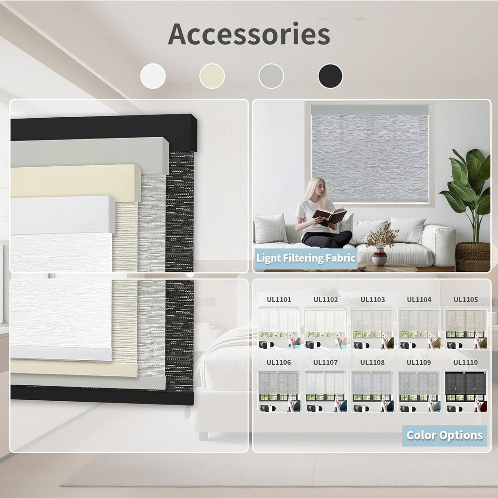 Motorized Blinds with Remote Custom Size Blackout Smart Roller Shades Compatible with Alexa Google, Electric Blinds for Windows