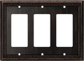 Henne Bery Sunken Pearls Heavy Duty Decorative Wall Plate Switch Plate Outlet Cover (Triple Decorator, Aged Bronze)