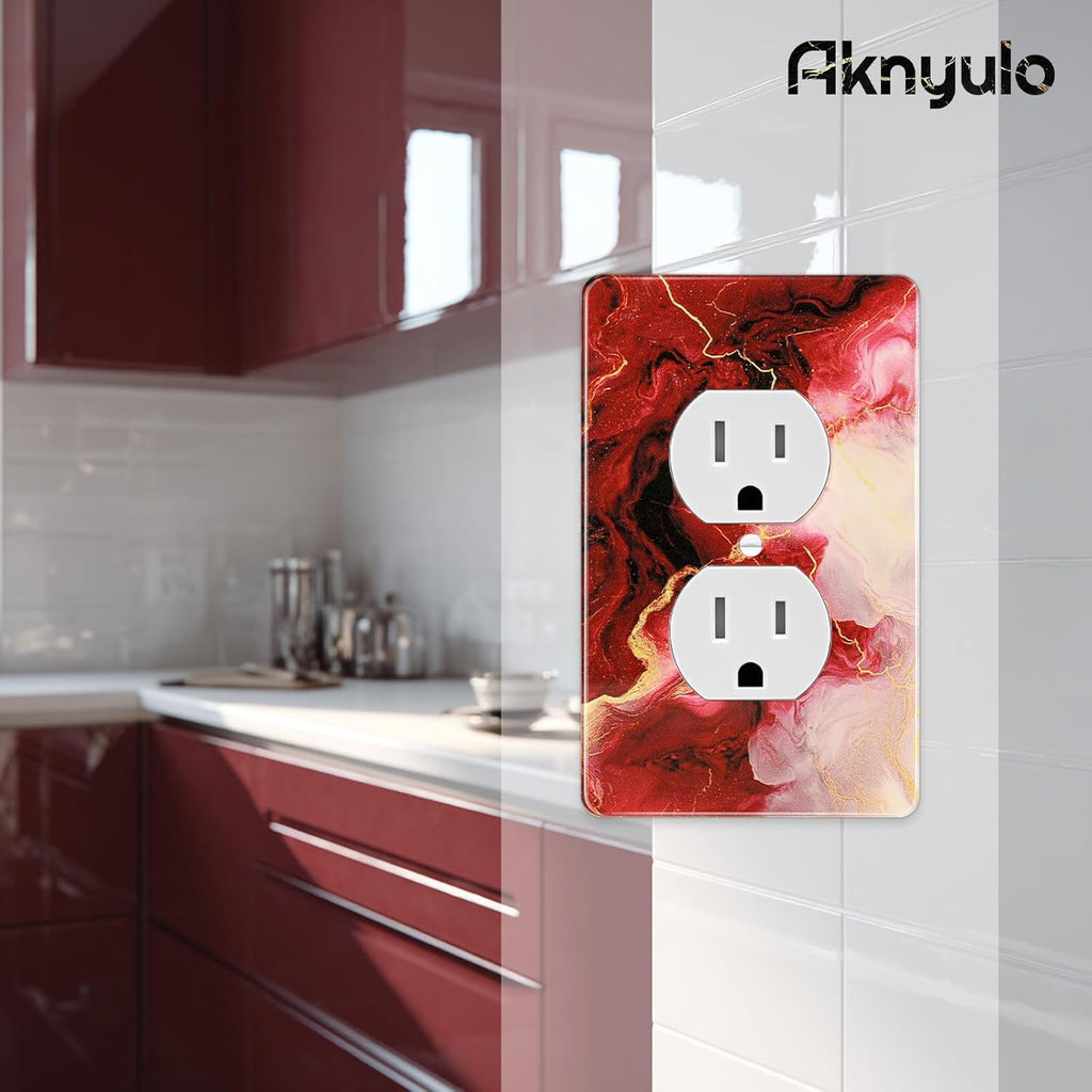 Rich Burgundy Marble Acrylic Switch Light Cover Decorative Outlet Covers Wall Plate Single Toggle Wall Plate Cover