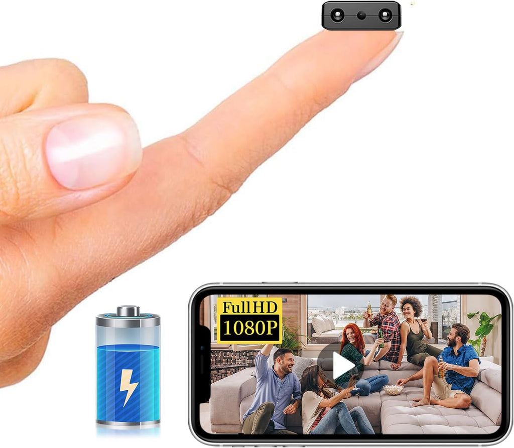 Smallest Wireless WiFi IP Camera,HD1080P Spy Camera with Battery,Portable Video Recording Live Feed,Baby Monitor with Night Vision,Motion Detection,Cloud Storage for Security with iOS Android APP