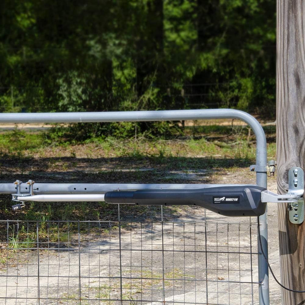 Mighty Mule Gate Opener, Solar and Smart Ready, Heavy Duty Automatic Gate Opener, Gates up to 18ft or 850lb, Single Gate Opener - Estate, Upgraded, MM571W-EST-A