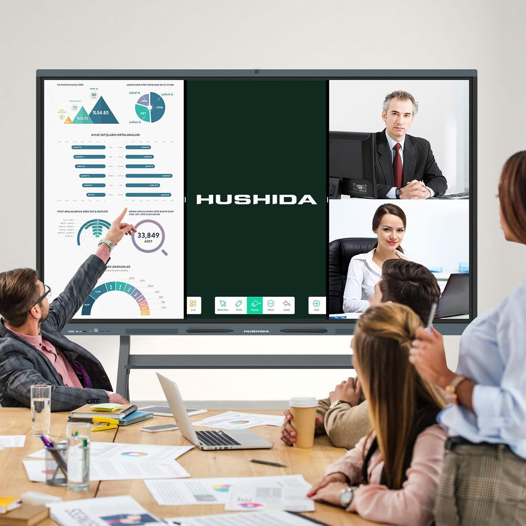 86″ Smart Board, 4K UHD Interactive Whiteboard with Android 14 System and 13MP Camera, All in One Digital Whiteboard for Home, Classroom and Business (Wall Mount Included)
