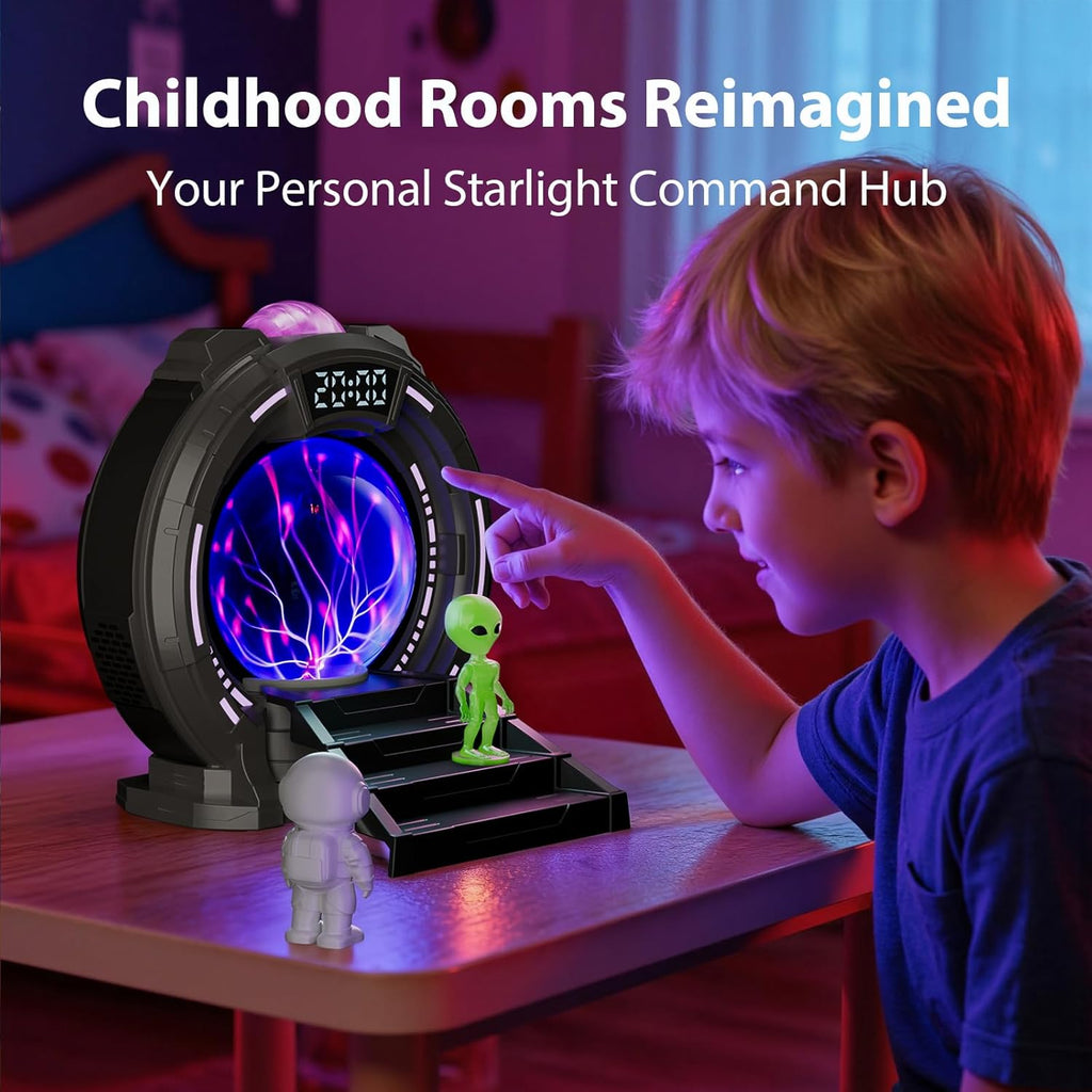 Galactic Portal Galaxy Projector Lamp with Plasma Ball – Aurora Projector Night Light with Smart Speaker, Astronaut & Alien Room Decor for Kids & Teens