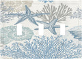 Decorative Light Switch Plate Covers Blue Starfish Coral Seaweed 3 Gang Light Switch Cover Plate Triple Toggle Wall Plate Outlet Covers for Bathroom Bedroom Decor