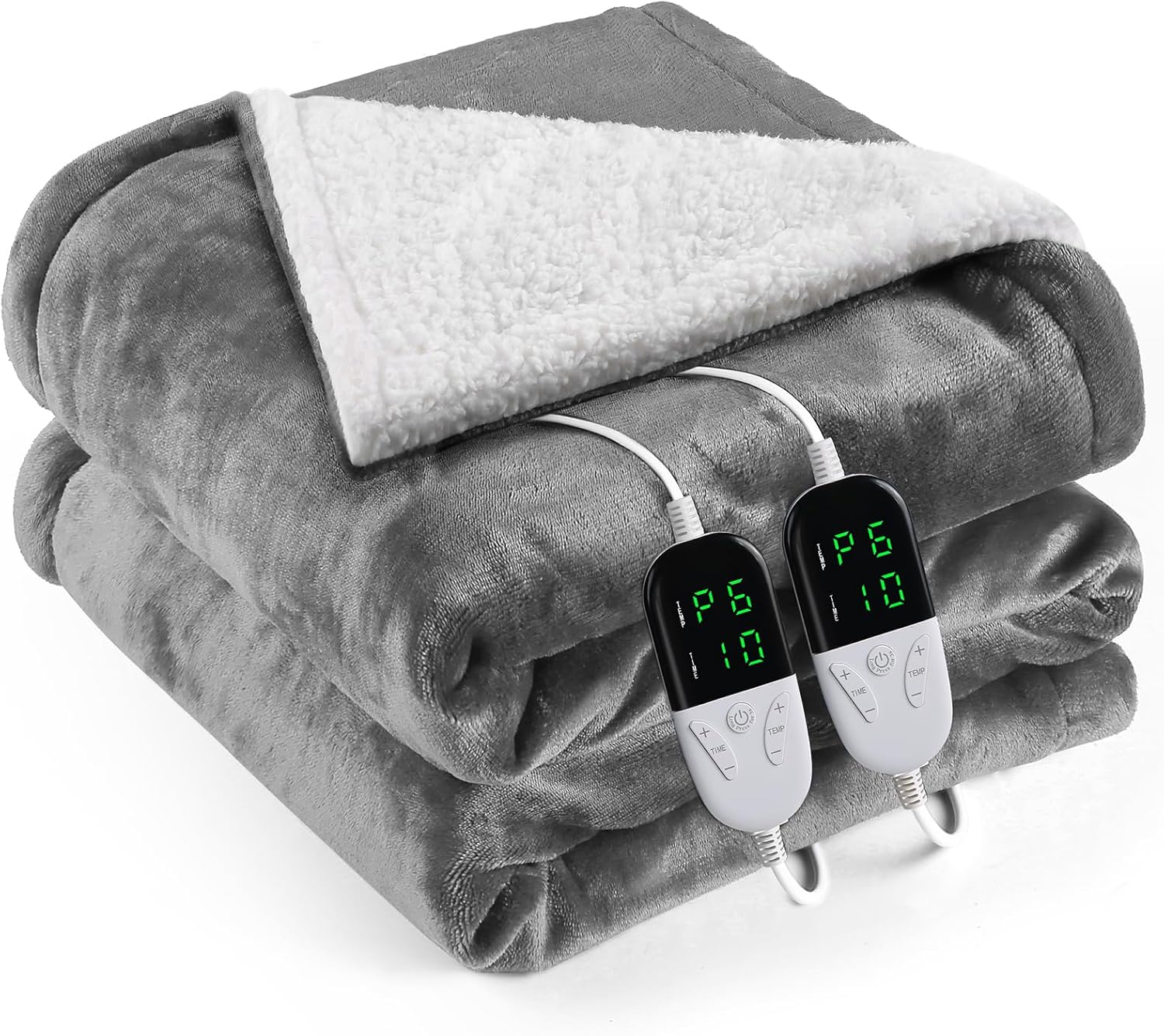 Heated Blanket Electric King Size 90"X100",Electric Blanket with 6 Heat Settings & 1-10 Hours Time Settings Auto-Off,Machine Washable Heating Blanket for Home and Office (Gray)
