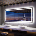 ISKM 88'' x 38'' LED Mirror for Bathroom Lighted Vanity Mirror for Wall Front Lights + Backlit LED Bathroom Mirror Anti-Fog Tempered Glass ETL Listed