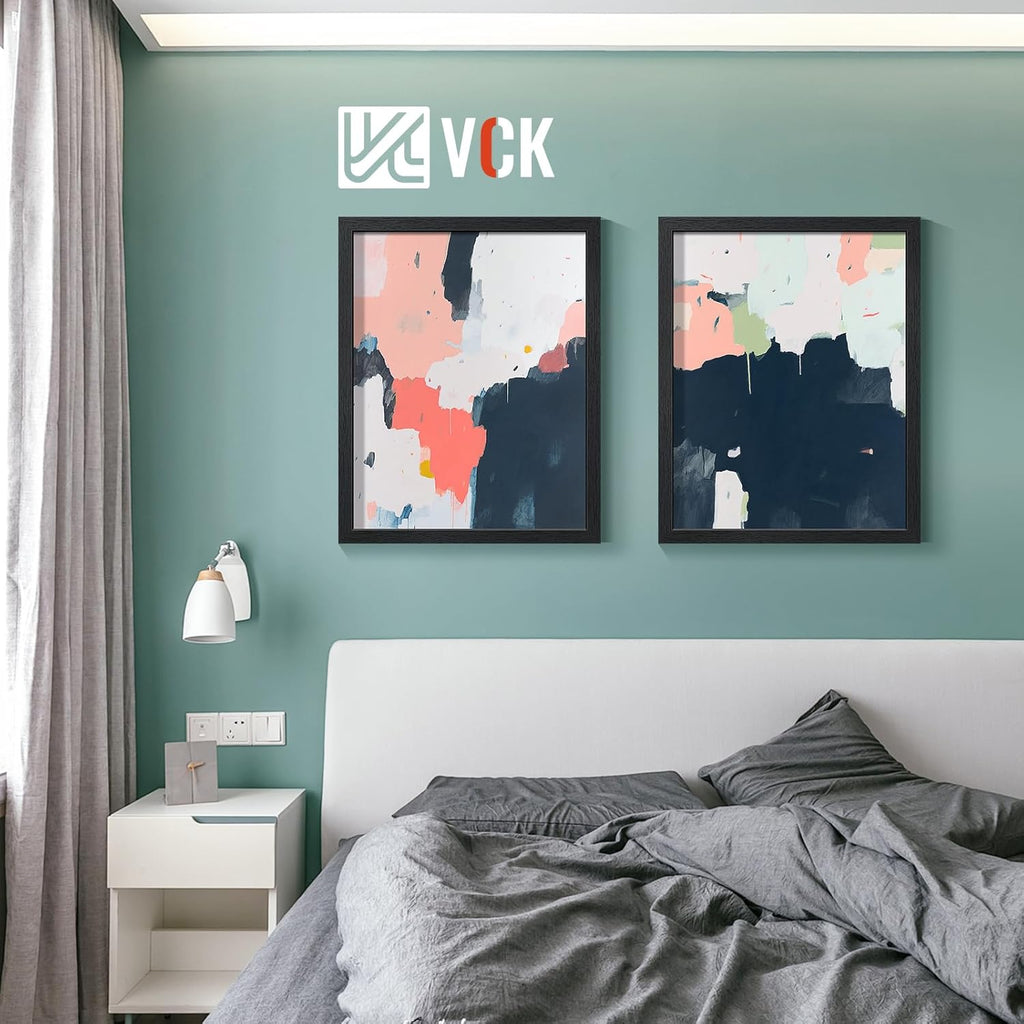 VCK 22x28 Picture Frames Black Set of 6, Wide Border Wood Poster Frame, Multi-Directional Display Family Photos, Office Prints, Studio/Gallery Art, Woodgrain Series, Wall Hanging