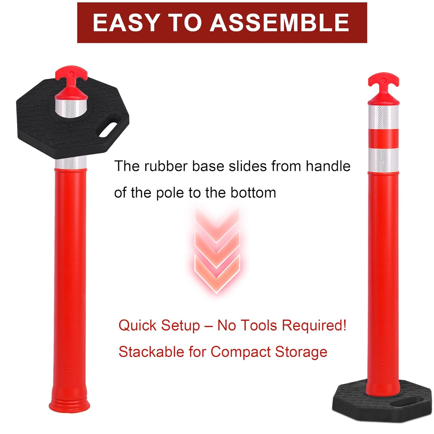 OrangeStar 3-Pack 42" Traffic Cones with Heavy Duty Base & Reflective Collars, Safety Delineators for Road Construction, Parking Lot, Traffic Control