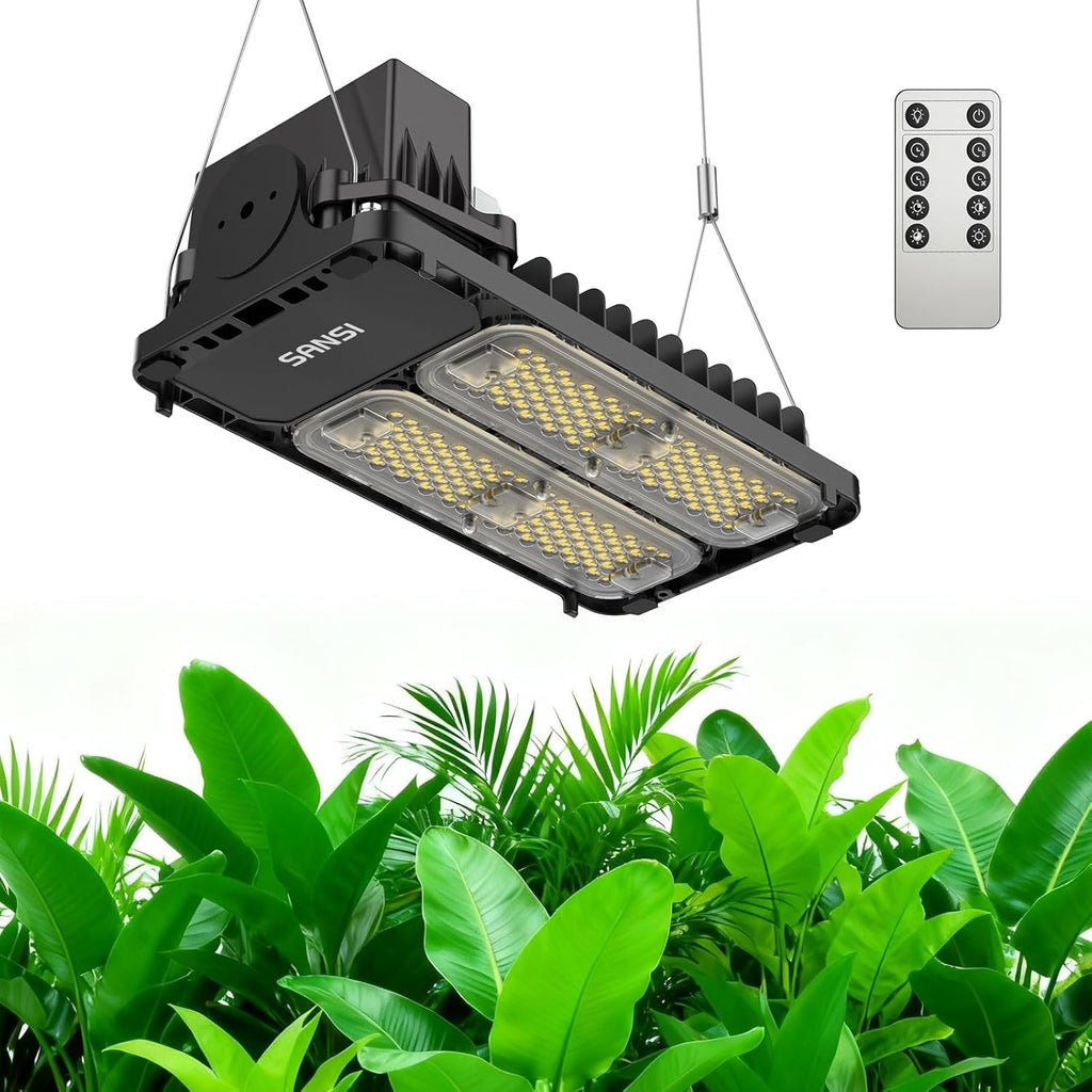 SANSI Grow Lights for Indoor Plants Full Spectrum, 100W(750W Equiv) Plant Light with Optical Lens for High PPFD, 4-Level Dimmable Panel Grow Light with 4/8/12 Hrs Auto On/Off for 2x3ft Grow Tent