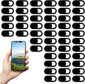 50 Pcs Webcam Cover Slide, 0.023 Inch Ultra-Thin Universal Camera Privacy Cover Black Camera Covers Slide for Phone, Laptop, Computer
