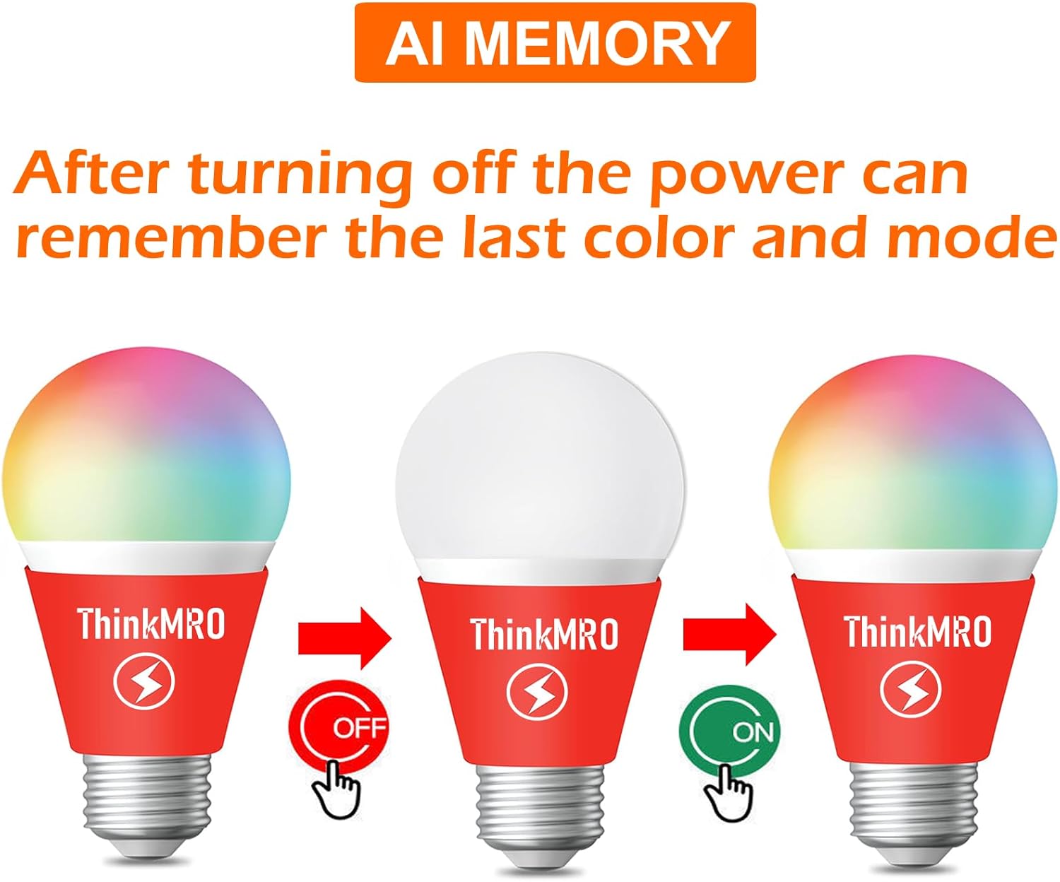 Color Changing LED Light Bulbs with Remote RGBW Bulb 10W (85W Equivalent),A19 E26/27,Lamp Replace,Warm White,Dimmable Memory Function,Ideal Lighting for Home Decoration,Bar Party (2 Pack)
