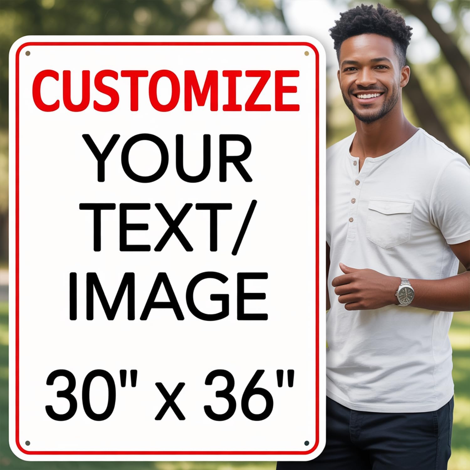 Custom Metal Sign for Outdoor - 30x36 Inch 0.04 Aluminum Personalized Plaque for Home, Business, or Office with Reflective Option