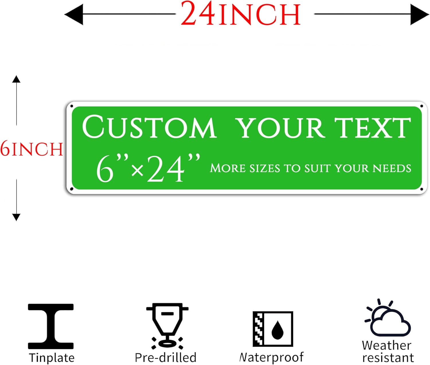 Custom Sign, custom street sign，Aluminum Weatherproof Metal Sign Multiple Sizes, Customize for street, Business, Workplace, office, Home, festival,Delivery Signs(6 * 24 Inch)