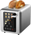 2 Slice Toaster,Touchscreen & Dual Independent Control Panel,5 Basic Functions & Digital Countdown Toasters,6 Shade Settings＆6 Bread Types,Smart Bread Maker Mute/Screen-Off,Silver