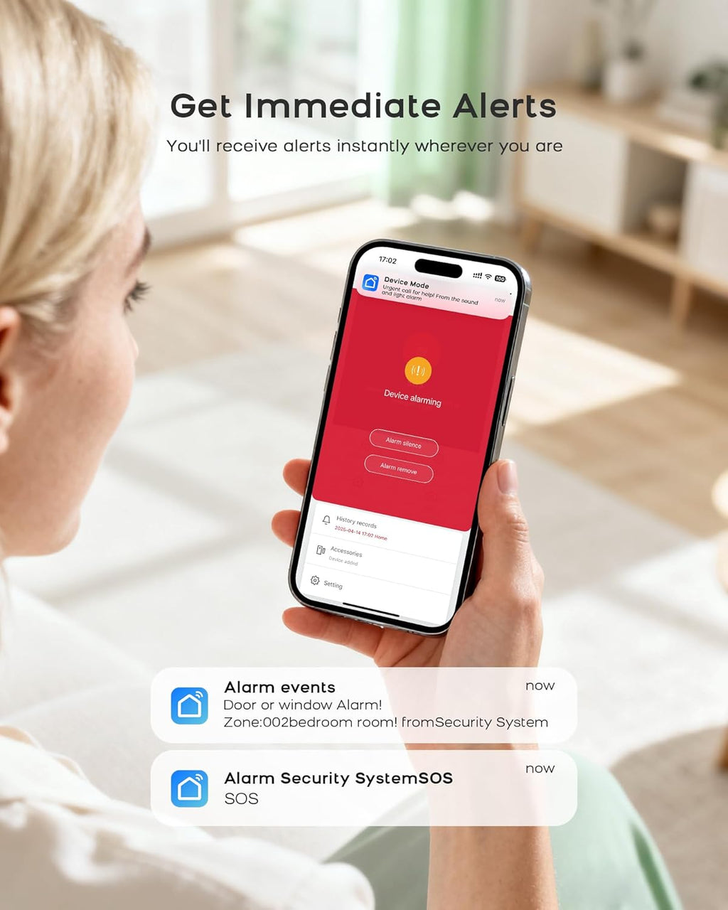 WiFi Door Alarm System, Wireless Alarm System 8 Piece Kit with Phone APP Alert Siren Door Window Sensor Motion Sensor