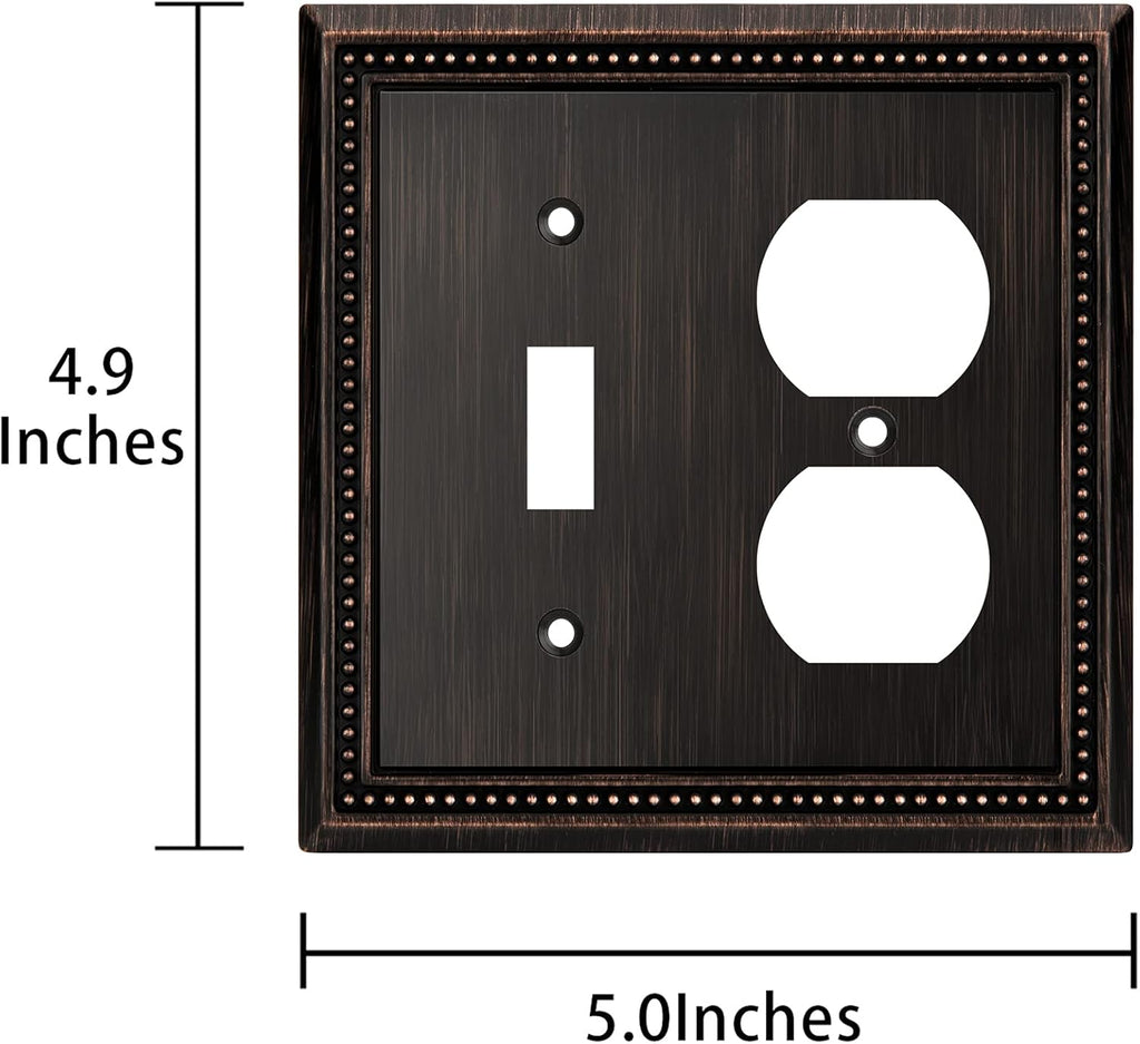 Henne Bery Sunken Pearls Decorative Wall Plate Switch Plate Outlet Cover (Toggle/Duplex, Aged Bronze)