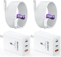 USB C Charger Block 100W, 3-Port GaN Super Fast Phone Charger, Type C 65W Laptop Chargers with 10ft USB C Charging Cable for MacBook Pro/Air,iPad Pro, iPhone 17/16/15Pro, S25/S24/S23 and More[2 Pack]