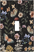 Decorative Light Switch Plate Covers Boho Black Butterfly Rustic Flower 1 Gang Light Switch Cover Plate Single Toggle Wall Plate Outlet Covers Faceplate for Bedroom Home Decor