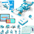 WhalesBot D1 21-in-1 STEM Coding Robot Kit for Kids (Ages 4+), 280+ Pieces Educational Building Set with APP-Controlled & Programming, 3D APP Guidance, Ideal Toy Gift for Boys & Girls