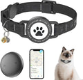 GPS Tracker for Cats, Waterproof GPS Cat Trackers Cats Collar with Bells, No Subscription, GPS Cat Collar, Adapt with Apple Find My (iOS Only) Finder Tag for items Pets Christmas Gift (BLACK)