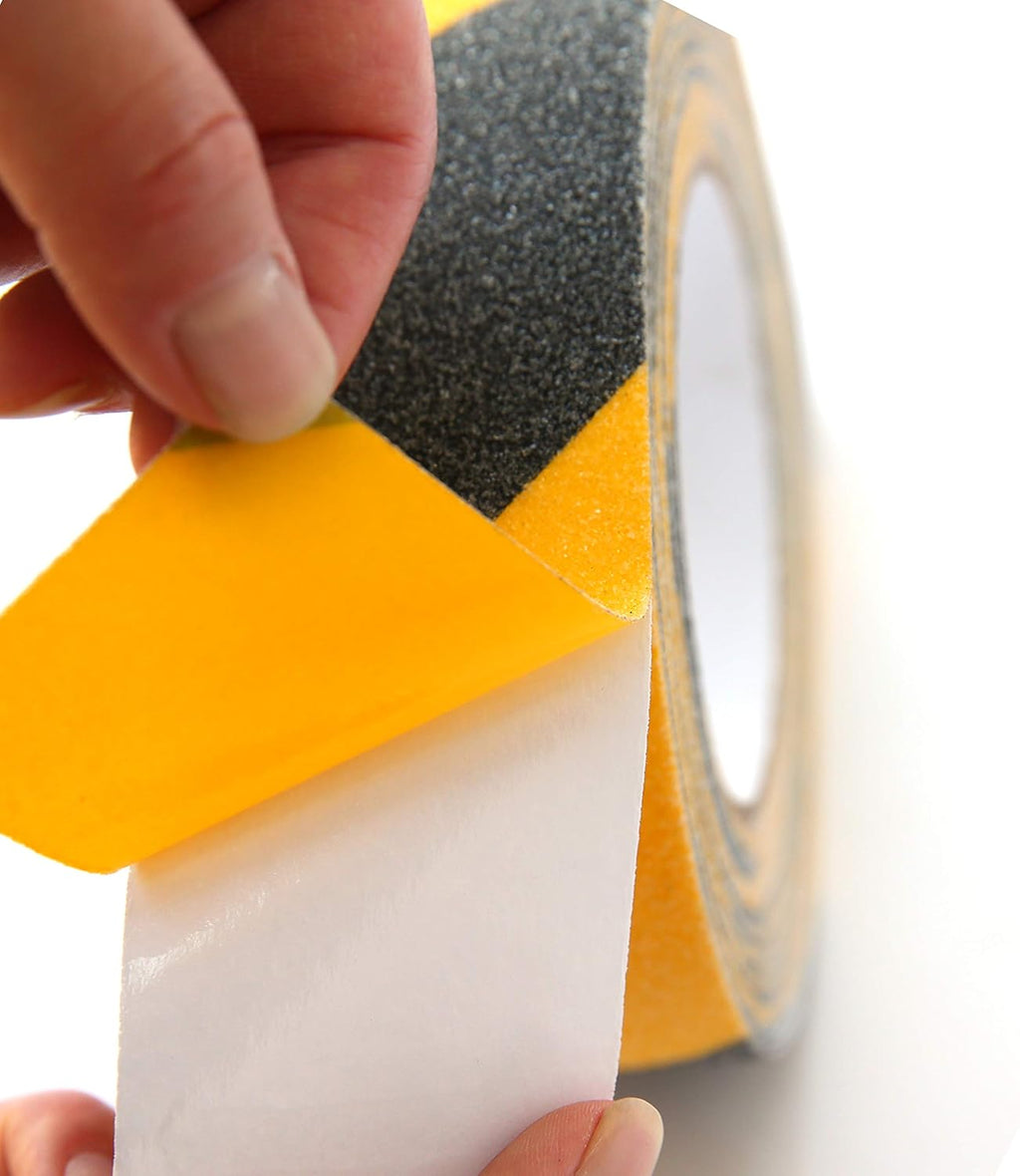 Best Anti-Slip Grip Tape, 1" x 30 FT, Black & Yellow Striped, 80 Grit, Industrial Grade, Indoor, Outdoor (1-Inch x 30 Feet Roll)