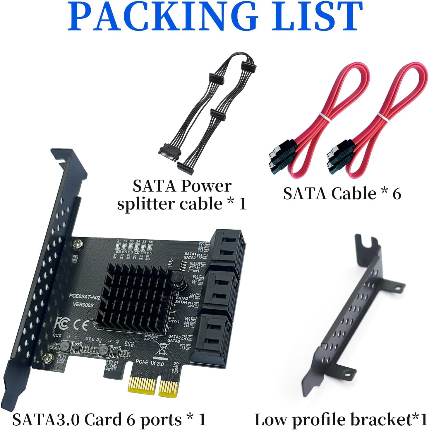 PCI-E 1X to SATA 3.0 Controller Card, 6-Port SATA III 6Gbps Expansion Card Supports PCI-Express (1x/4x/8x/16x) Slots Compatible with SSDs and HDDs, for Windows/XP/MAC/Linux Systems