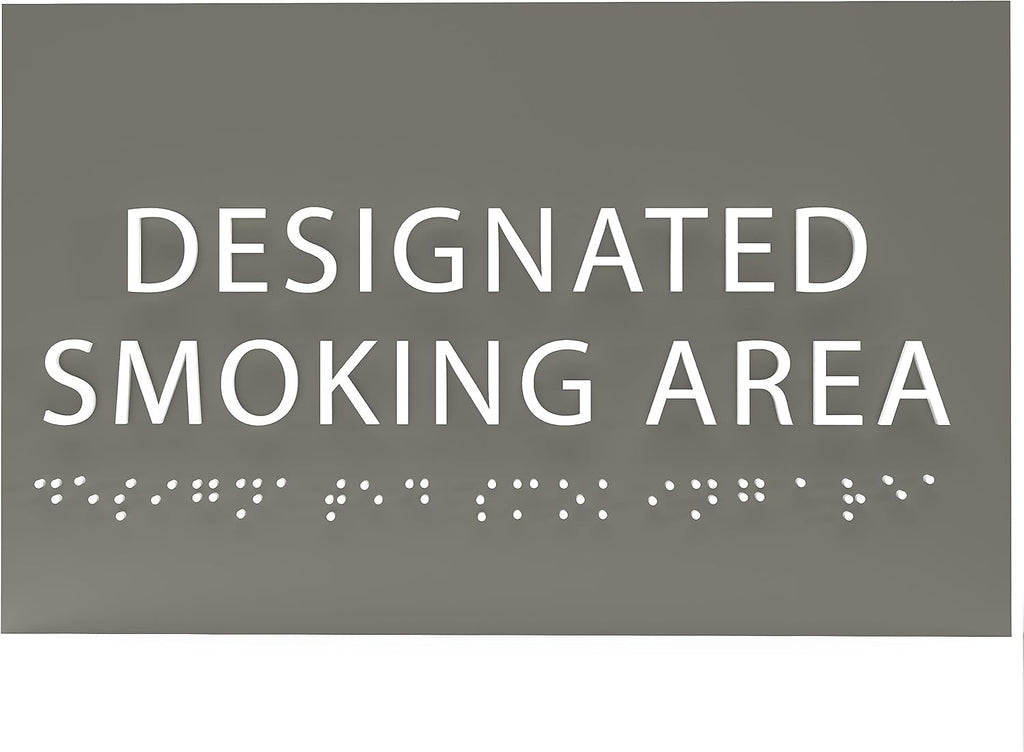 6" X4" Designated Smoking Area Sign - ADA Compliant Tactile Graphics Grade 2 Braille Text | Smoking Permitted Wall Signs for Offices, Private Businesses, Schools, and Restaurants
