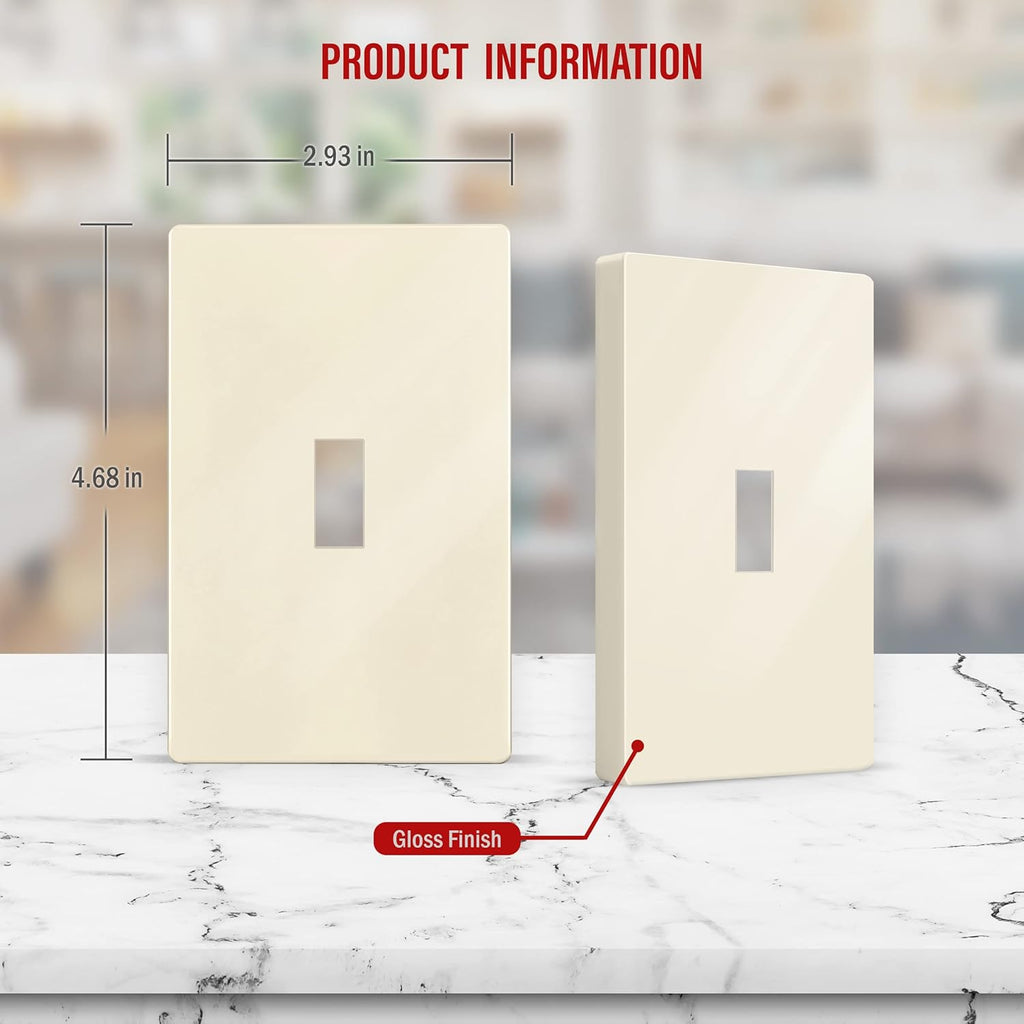 ENERLITES Screwless Toggle Switch Wall Plate, Child Safe Light Switch Cover, Standard Size 1-Gang 4.68" x 2.93", Unbreakable Polycarbonate Thermoplastic, UL Listed, SI8811-LA, Glossy, Light Almond