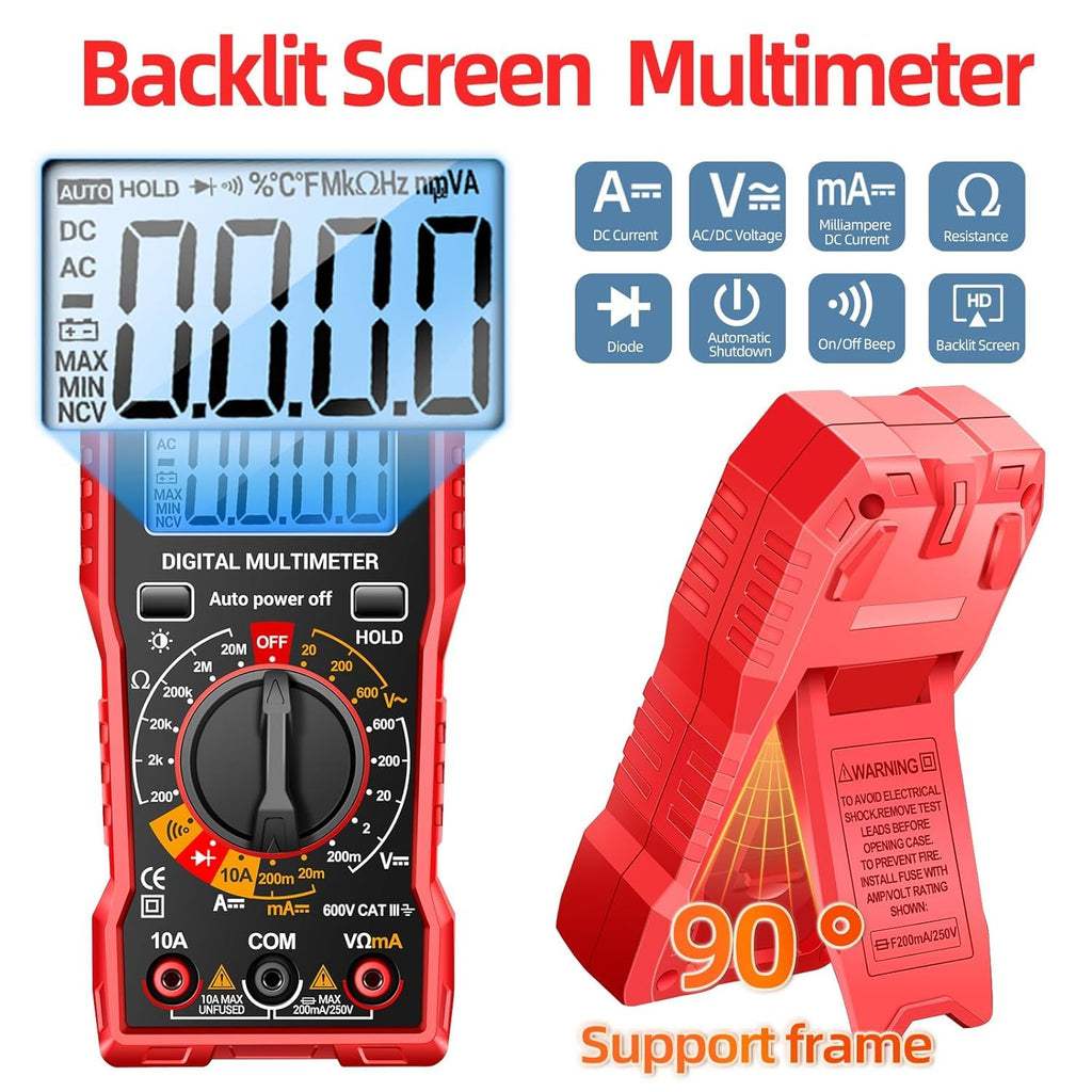 ANENG Digital Multimeter Tester Measures AC/DC Voltage,DC Current Ohm Amp Meter,Professional Multimetro Auto Voltmeter with Resistance, Diodes,Buzzer Handhold Electrial Tools
