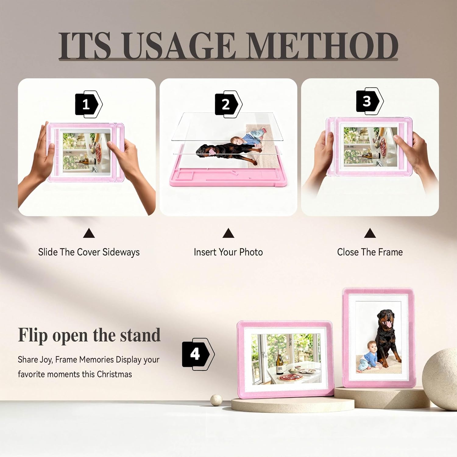 5x7 Picture Frame, Clear Acrylic Photo Frame with White Mat for 4x6 Photos, One-Piece Shatterproof Tool-Free Design, UV-Resistant Waterproof Tabletop Frame for Home Office Decor with 10-Year Warranty