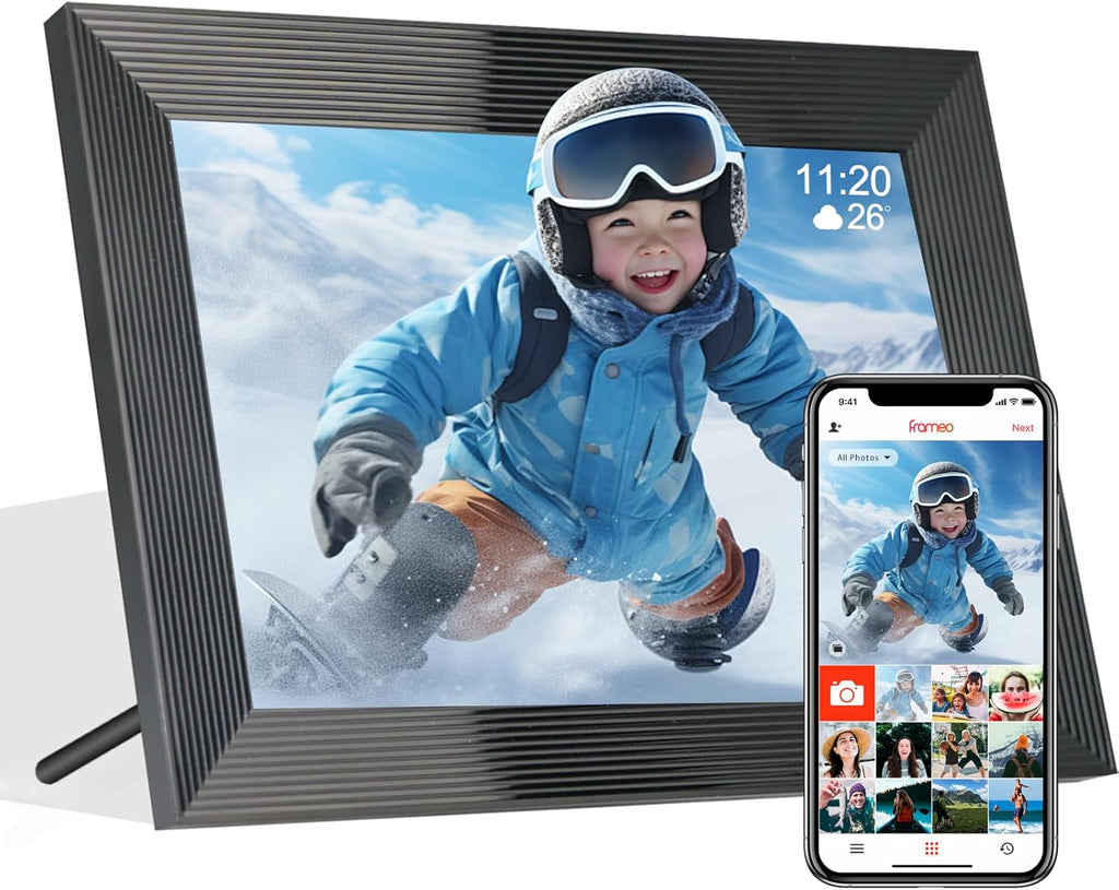 Frameo 10.1 Inch Smart WiFi Digital Photo Frame,Digital Picture Frame with 16GB Storage & SD Slot, Electronic Picture Frame IPS Touch Screen with Auto-Rotate, Frameo Digital Frame WiFi - Black