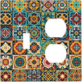 Wallplates Mexican Talavera Colorful Mosaic Tiles 1 Toggle 1 Duplex Switch Plate Electrical Gfci Faceplate Decorative Light Switch Covers For Bathroom Kitchen Decor