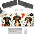 Heated Mouse Pad with 3 Temperature Settings(104°F–122°F),Large 31.5x13 Inch PU Leather Heated Desk Mat,Waterproof Warming Pad for Office,Gaming & Cold Hands Relief,Dogs and Flowers