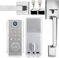 Fingerprint Door Lock with Handle Set, Keyless Entry Smart Door Lock, Electronic Keypad Deadbolt Locks, App Control for Front Door, Home (Matte Silver in Zinc)