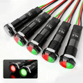 5 Pcs 8MM (5/16 ") Indicator Light LED 12V 24V Dual Color Indicator Llight Pilot Metal Light Black Anodized Waterproof ip67 Signal Lamp (12V-24V Red Green Dual Color)