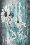 Light Switch Cover Plate Teal Daisy Floral Vintage Wood Plank 1 Gang No Device Blank Electrical Wall Plates Faceplate Decorative Switch Plate For Farmhouse Cabin Decor